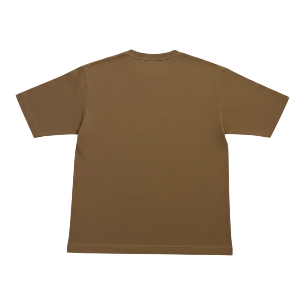 HypeSelection men's oversized brown AIRism cotton-blend t-shirt with half sleeves and crew neck.