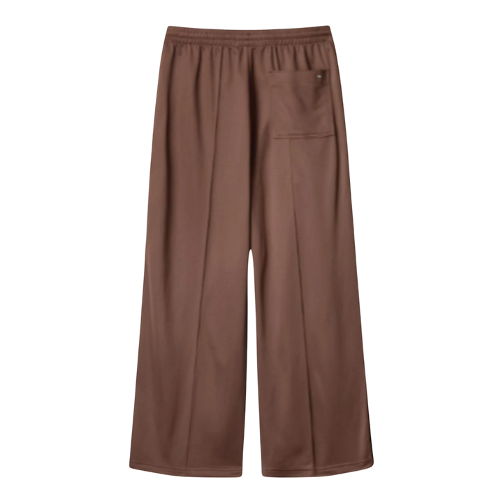 HypeSelection brown polyester track pants with a relaxed, straight-leg fit, elastic waistband, and JW Anderson logo detail.
