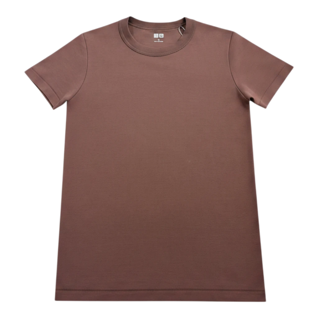 HypeSelection brown 100% cotton Uniqlo U crew neck t-shirt with a structured, regular fit and mid-weight interlock knit.