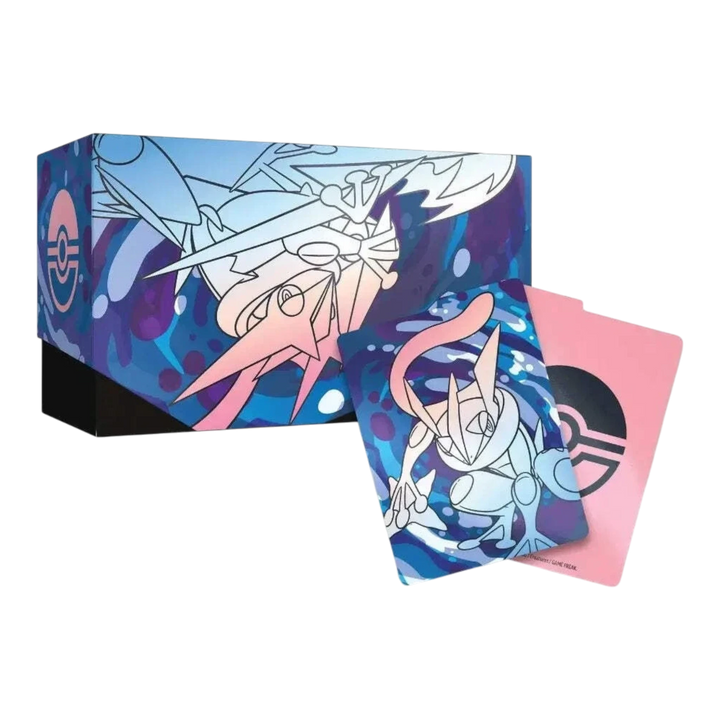 HypeSelection Chaos Rising Elite Trainer Box featuring Mega Greninja artwork on the collector box and card sleeves.