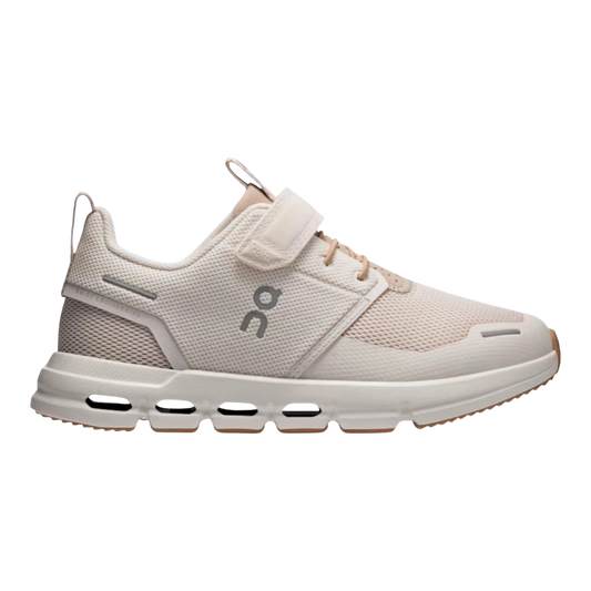 HypeSelection Cloud Play Kids Dew Lark light beige mesh sneakers with velcro strap and lace-up closure.