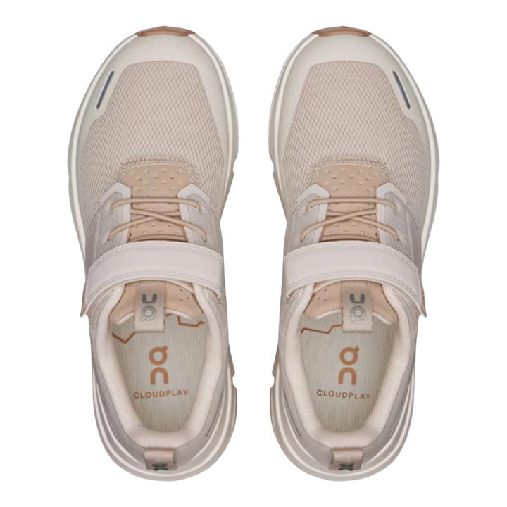 HypeSelection Cloud Play Kids Dew Lark beige mesh sneakers with velcro strap and lace-up closure.
