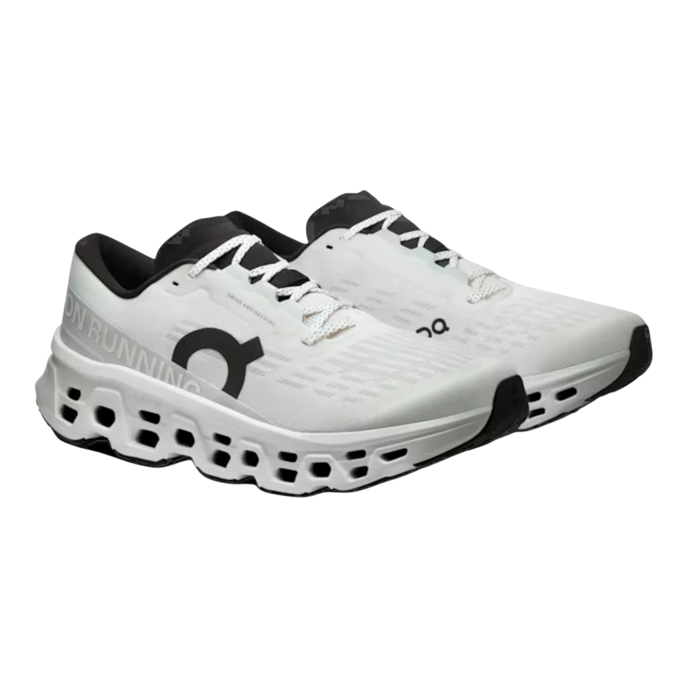 HypeSelection Cloudmonster 3 white running shoes with black accents and unique cloud-like sole.
