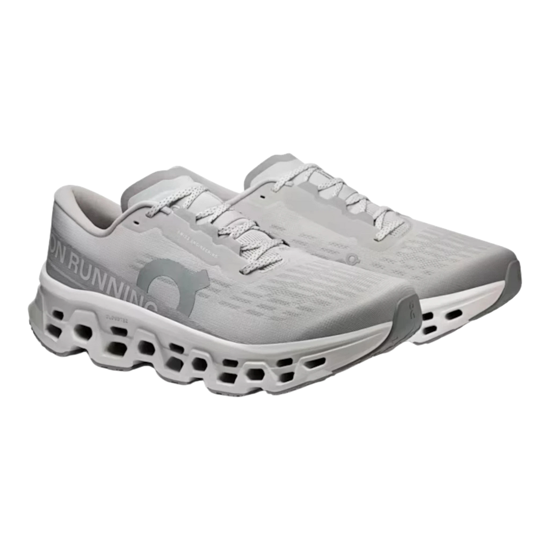 HypeSelection Cloudmonster 3 Wolf light grey running shoes with signature cloud-like sole and ON RUNNING branding.