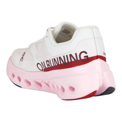 HypeSelection Cloudsurfer 2 Ivory running shoe with pink sole and white upper, featuring 'ON RUNNING' text.