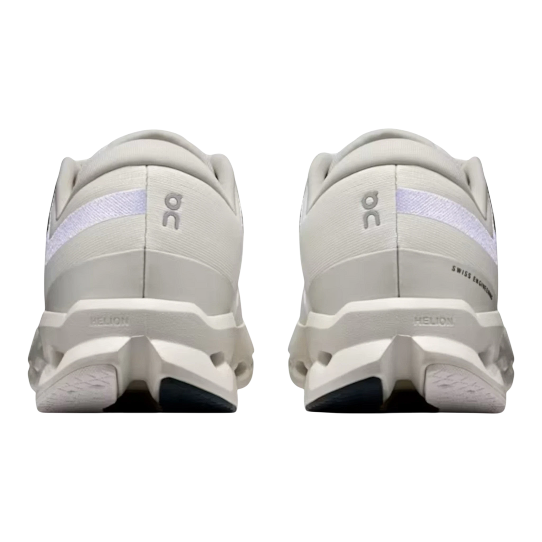 HypeSelection Cloudsurfer 2 ivory running shoes with white detailing and Helion cushioning. Back view.