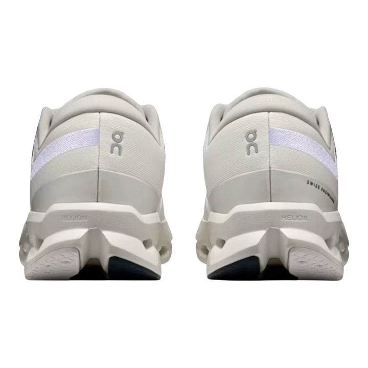 HypeSelection Cloudsurfer 2 ivory running shoes with white detailing and Helion cushioning. Back view.