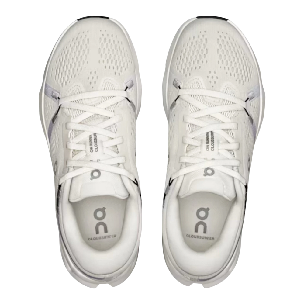 HypeSelection Cloudsurfer 2 ivory running shoes with white laces and breathable mesh upper.