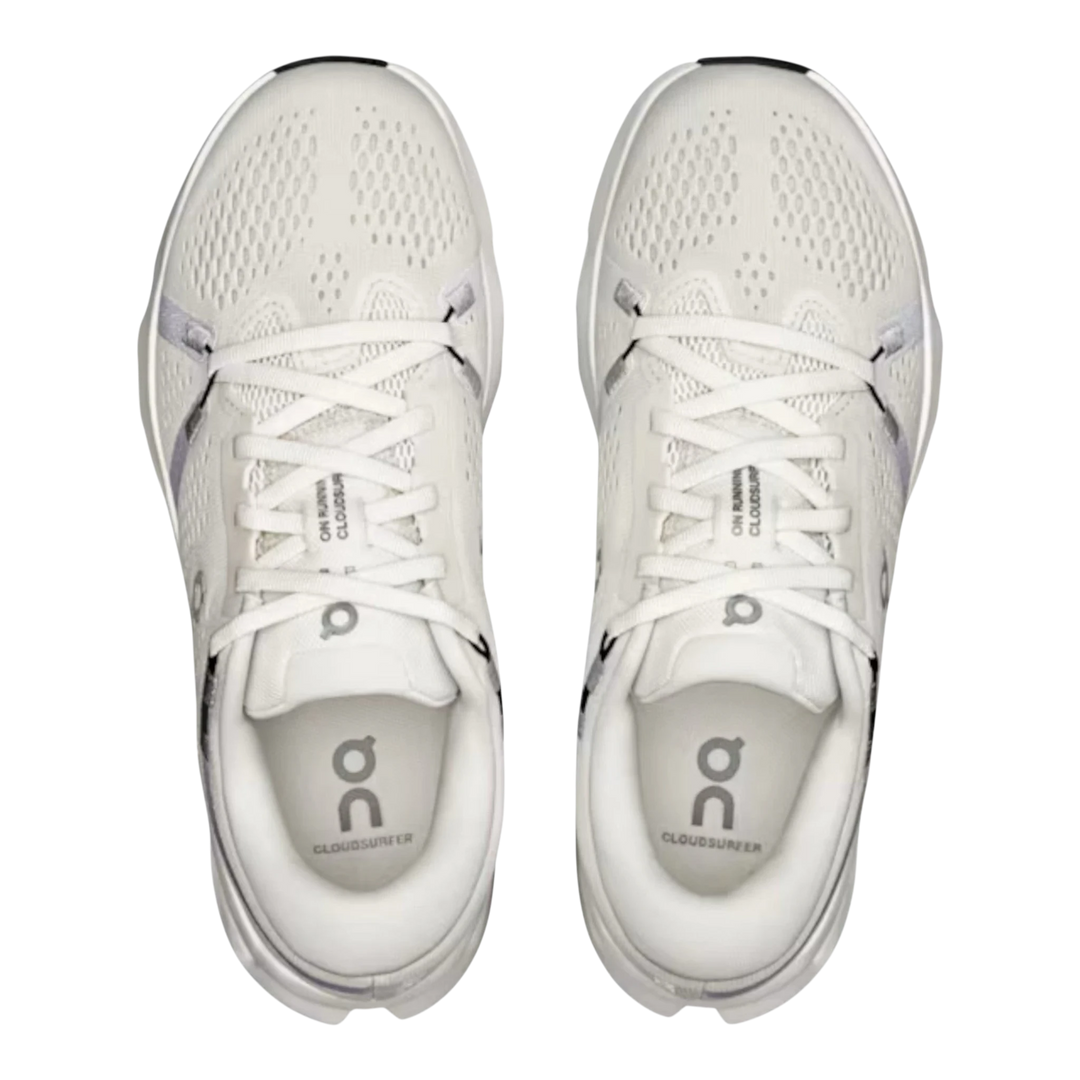 HypeSelection Cloudsurfer 2 ivory running shoes with white laces and breathable mesh upper.