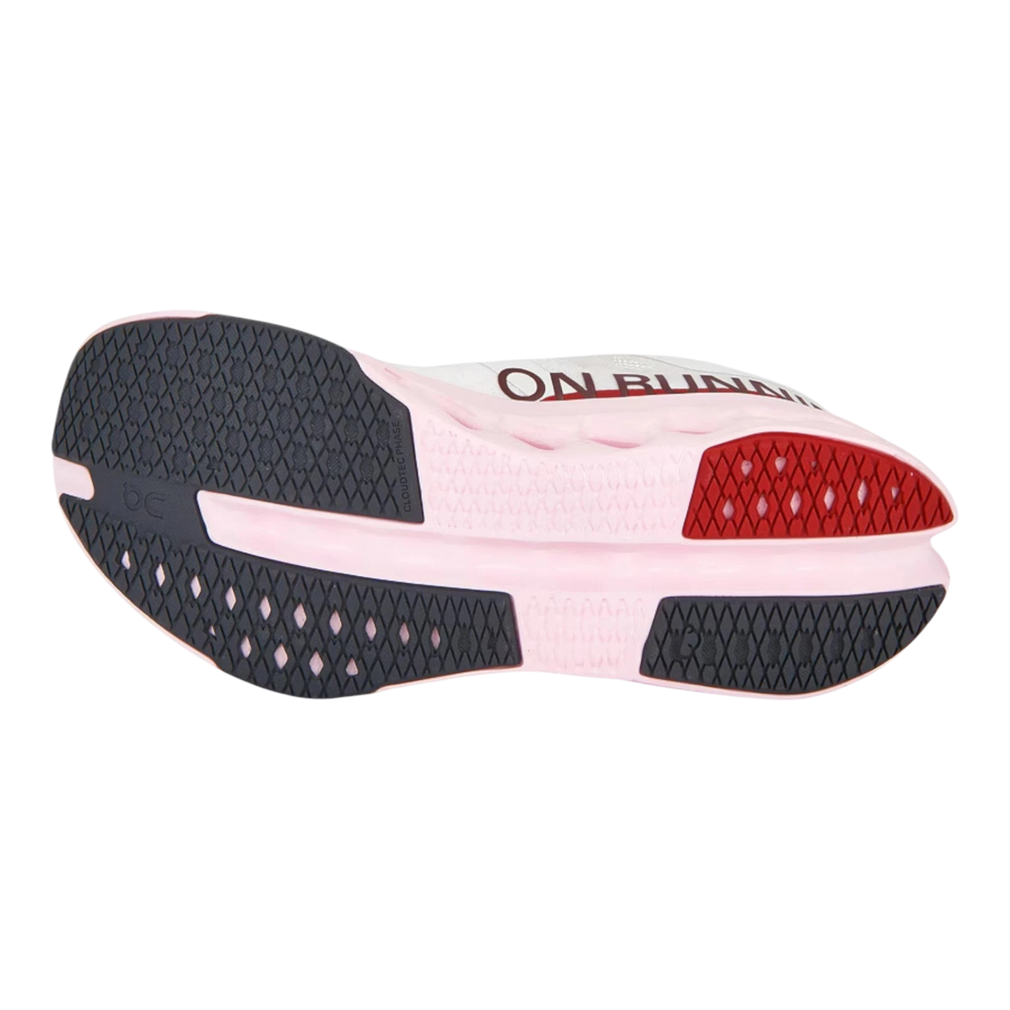 HypeSelection Cloudsurfer 2 Ivory | Peony running shoe with pink and white upper, dark grey and red sole details.