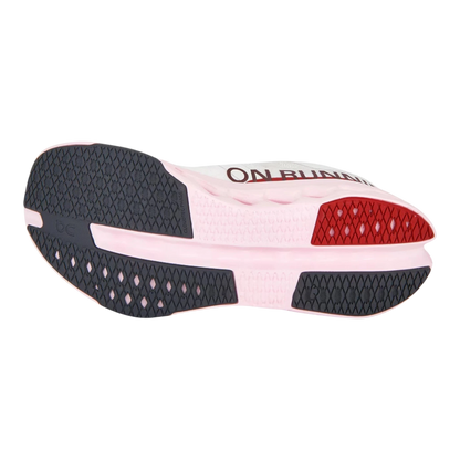 HypeSelection Cloudsurfer 2 Ivory | Peony running shoe with pink and white upper, dark grey and red sole details.