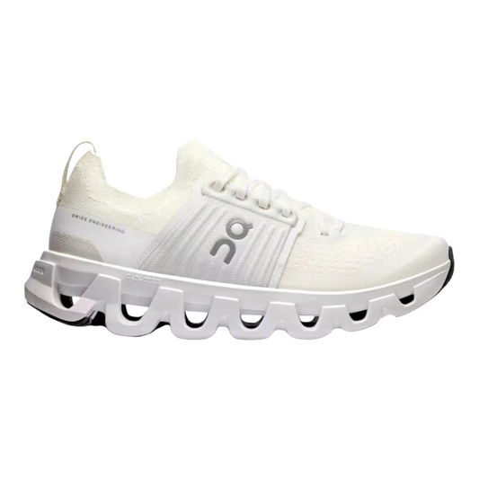 HypeSelection Cloudswift 4 white running shoe with grey logo and 'Swiss Engineering' text on the side.