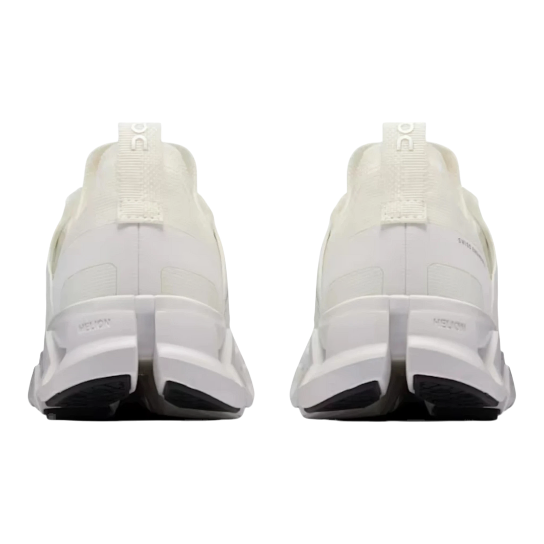 HypeSelection Cloudswift 4 white running shoes, rear view, with distinctive split sole design and cushioned heel.