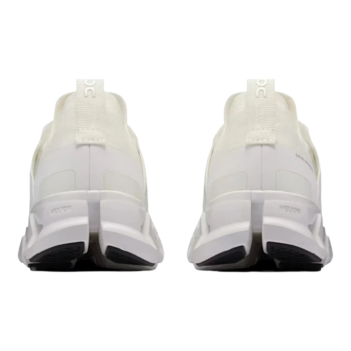 HypeSelection Cloudswift 4 white running shoes, rear view, with distinctive split sole design and cushioned heel.