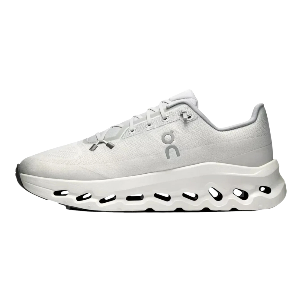 HypeSelection Cloudtilt Glaceir Ice running shoe with white mesh upper and unique white sculpted sole.