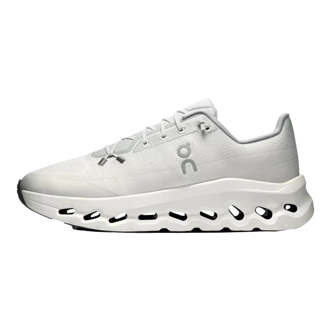 HypeSelection Cloudtilt Glaceir Ice running shoe with white mesh upper and unique white sculpted sole.