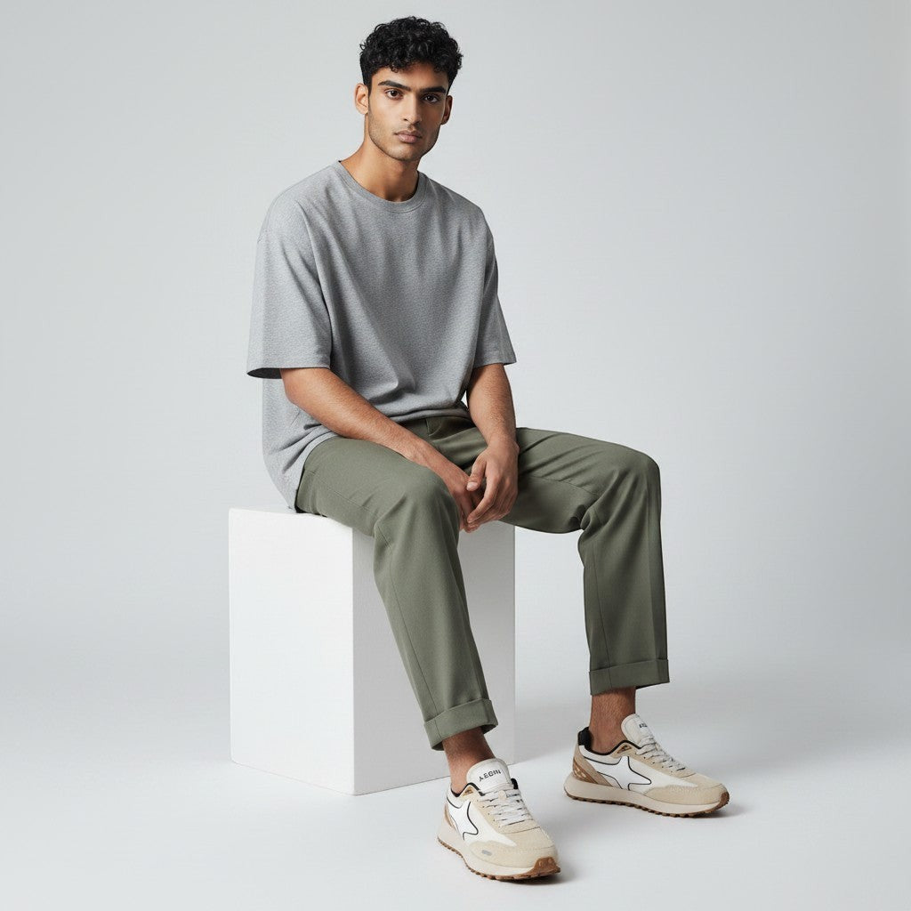 HypeSelection Comet Aeon v2 Affogato sneakers in cream, beige, and white with suede and canvas upper, EVA cushioning, and rubber waffle outsole.