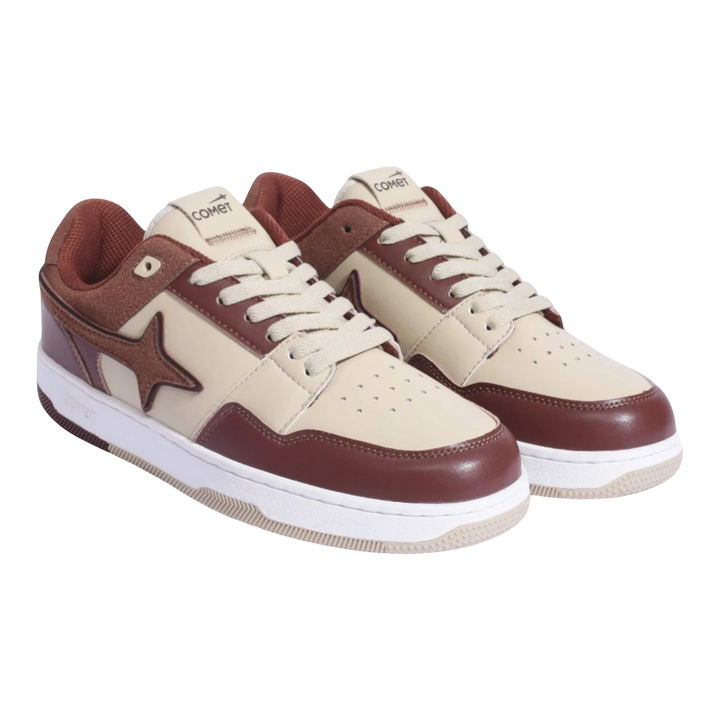 HypeSelection Comet X Lows Tiramisu sneakers in beige, brown suede, and leather with a star detail.