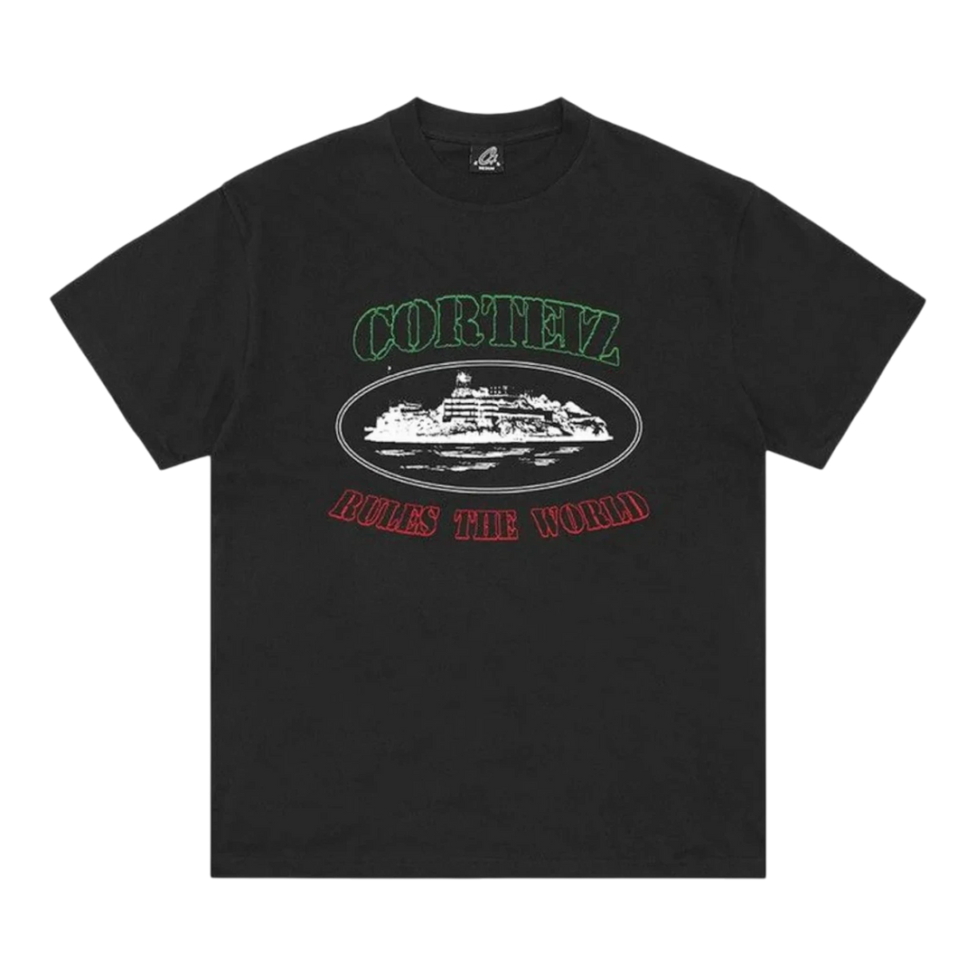HypeSelection black Corteiz OG Carni Alcatraz cotton t-shirt with graphic print and relaxed streetwear fit
