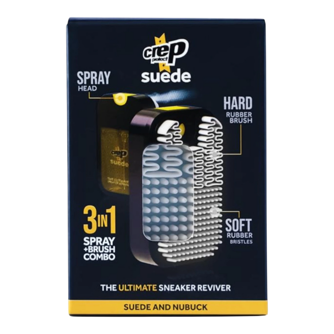 HypeSelection Crep Protect Suede Cleaner 3-in-1 spray and brush combo for restoring suede and nubuck sneakers.