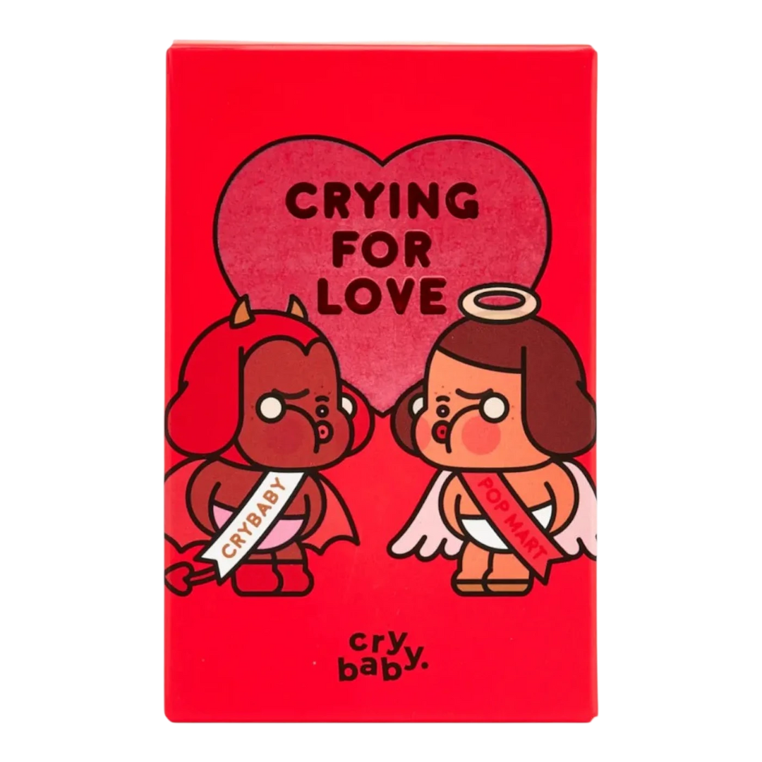HypeSelection Pop Mart CryBaby Crying For Love Series blind box with devil and angel figures. Vinyl collectible.