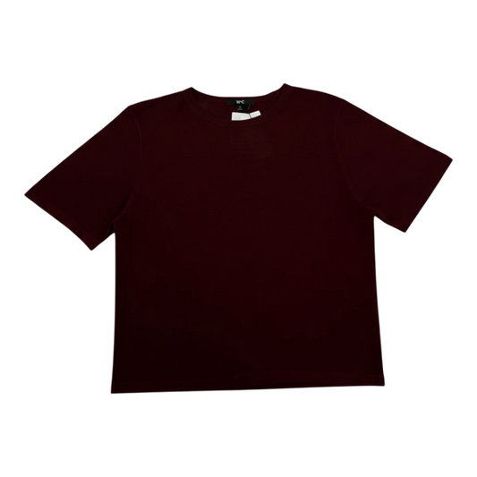 HypeSelection women's dark brown boxy knit t-shirt made from a soft viscose-blend fabric.