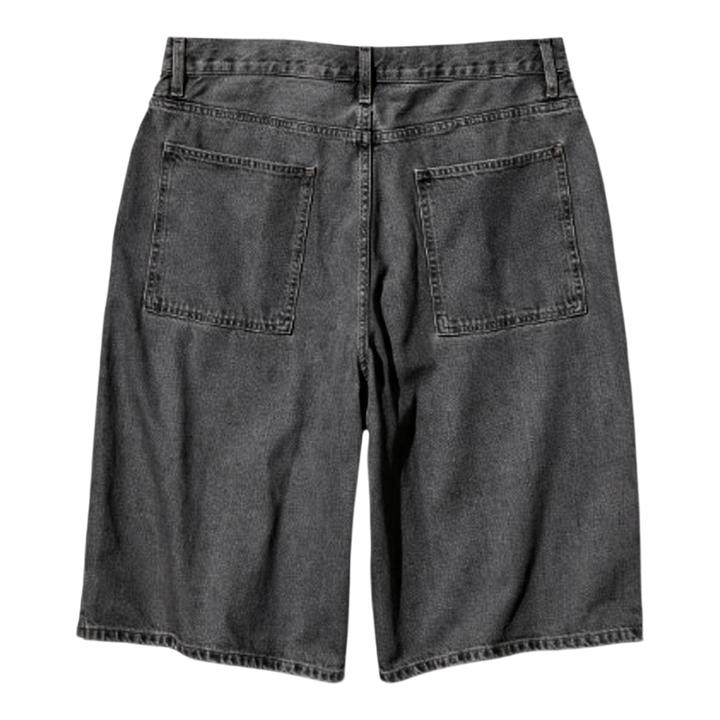 HypeSelection UNIQLO dark gray washed denim jorts with a loose below-knee fit and back pockets