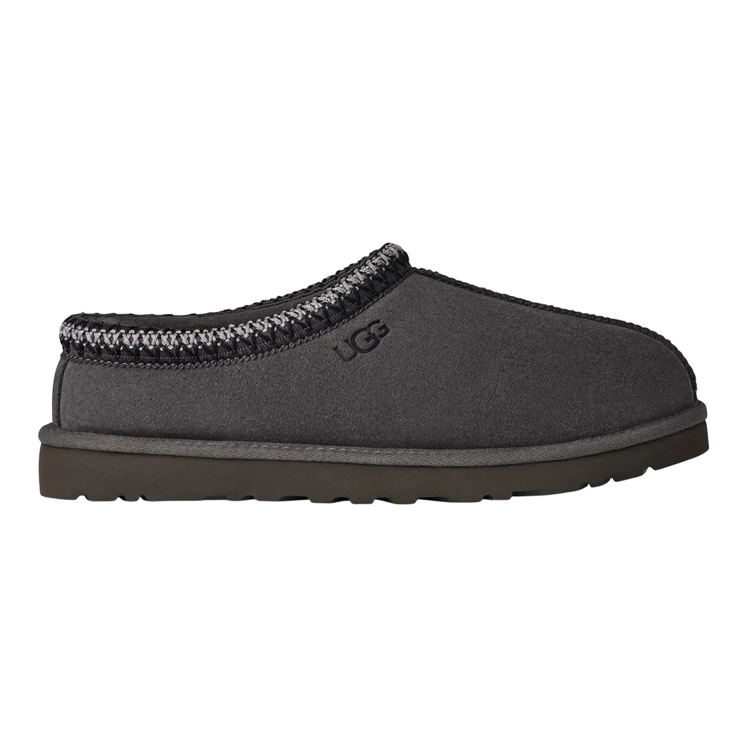 HypeSelection Dark Grey UGG Tasman II suede slipper with UGGbraid collar and EVA outsole.