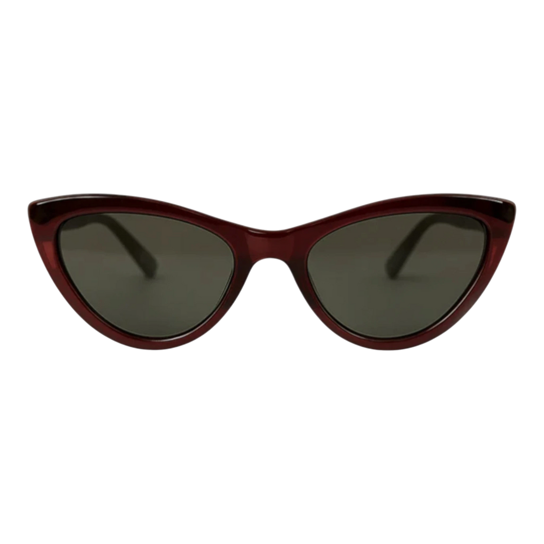 HypeSelection Ryoko HistoryHalo dark maroon cat-eye sunglasses with tinted lenses and a heritage-inspired design.