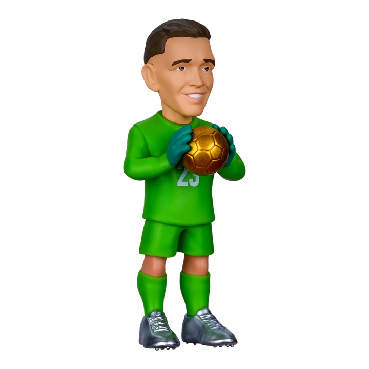 HypeSelection Minix Dibu Martinez 7cm PVC collectible figure in a bright green goalkeeper kit holding a gold ball.