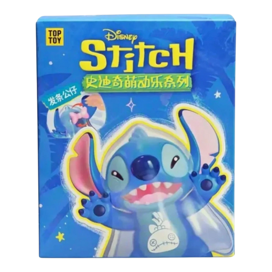 HypeSelection Disney Stitch Cute Action Series blind box figure, blue PVC/ABS, playful pose.