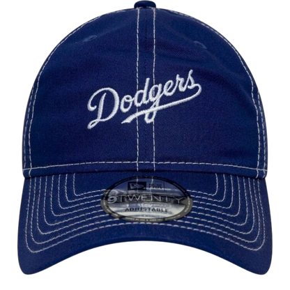 HypeSelection royal blue New Era Los Angeles Dodgers 9TWENTY cap with white contrast stitching and embroidered logo.