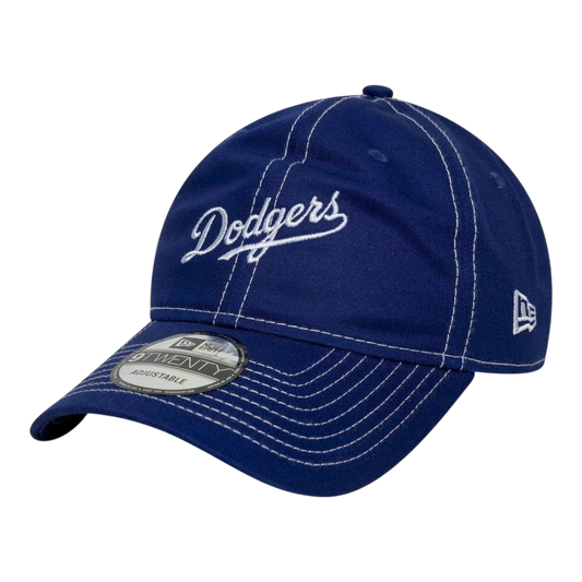 HypeSelection royal blue New Era Los Angeles Dodgers 9TWENTY cap with white contrast stitching and embroidered logo.
