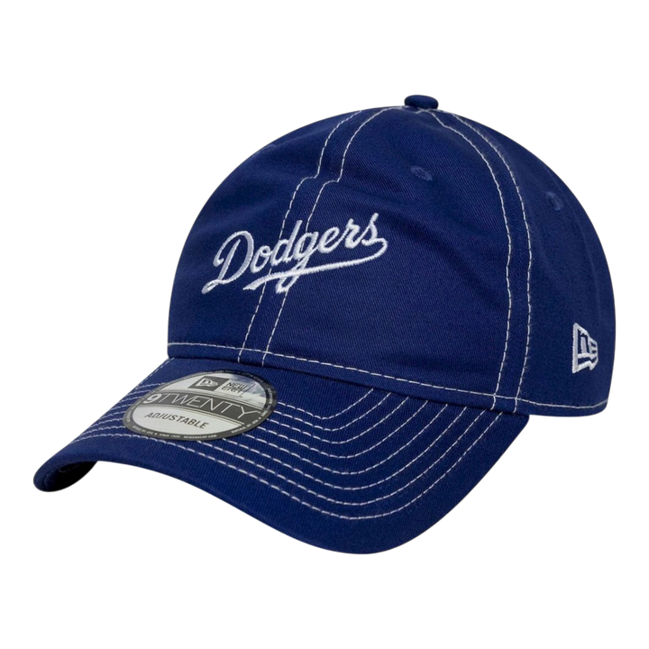 HypeSelection royal blue New Era Los Angeles Dodgers 9TWENTY cap with white contrast stitching and embroidered logo.