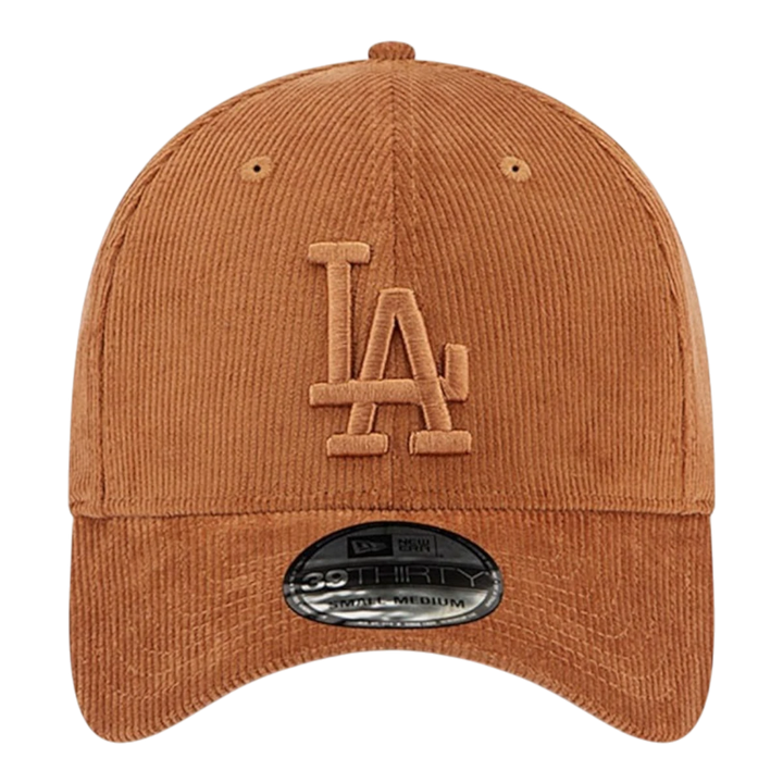 HypeSelection dark beige corduroy Los Angeles Dodgers 59FIFTY fitted hat with embroidered LA logo and green undervisor.