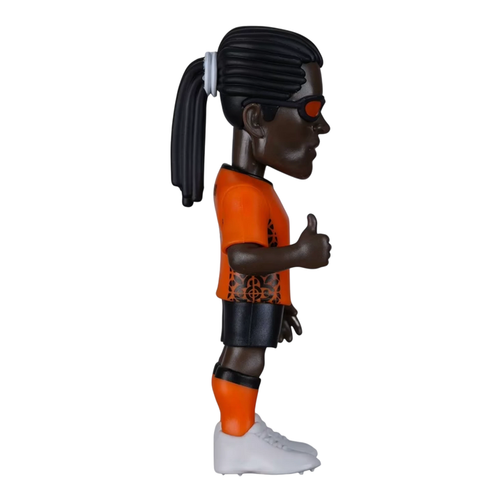 HypeSelection Minix Edgar Davids collectible figure in Netherlands orange kit with signature dreadlocks and goggles.