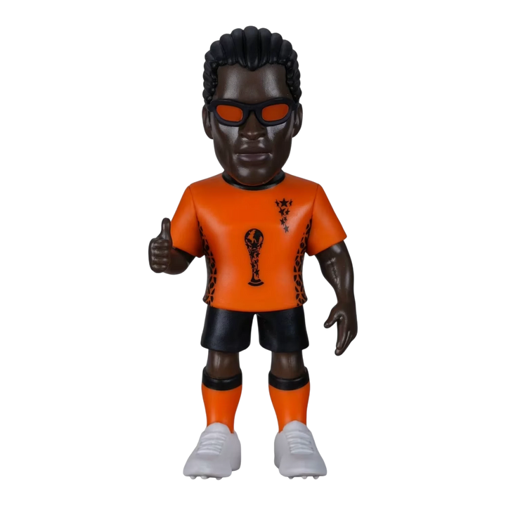 HypeSelection Minix Edgar Davids collectible figure in Netherlands orange kit with signature goggles and dreadlocks.
