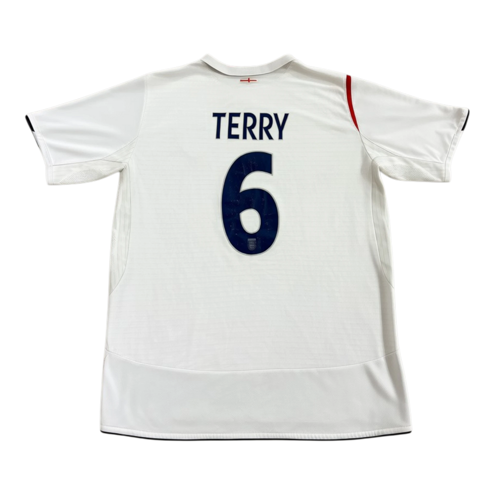 HypeSelection vintage 2005-07 England home football shirt with Terry #6 on the back. White polyester with red trim.