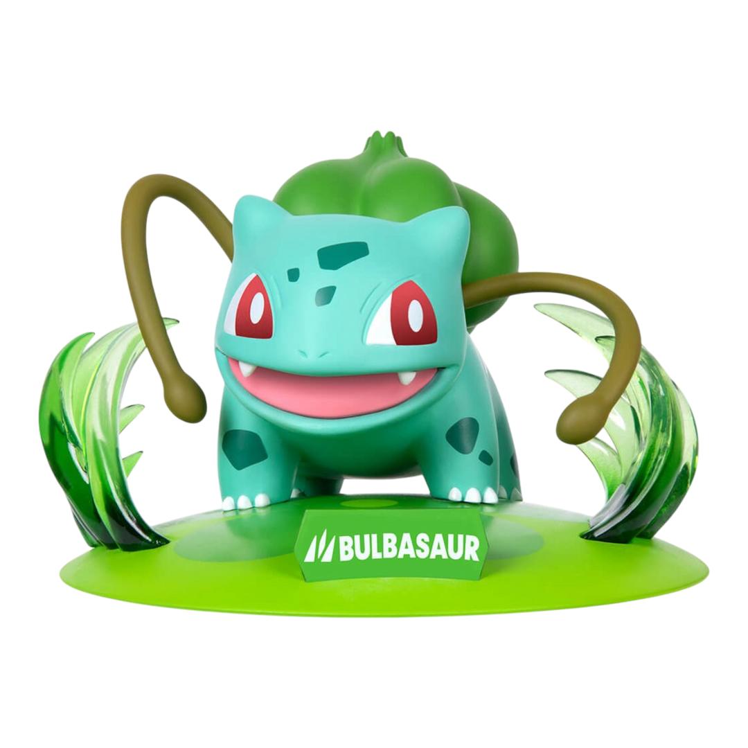 HypeSelection Funism Bulbasaur Twinkmont PVC figure with green bulb and dynamic base on a black background.