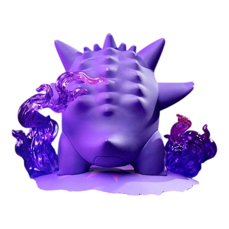 HypeSelection Funism Gengar Twinkmont figure in purple PVC with translucent flame effects, back view.