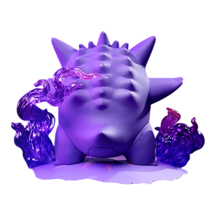 HypeSelection Funism Gengar Twinkmont figure in purple PVC with translucent flame effects, back view.