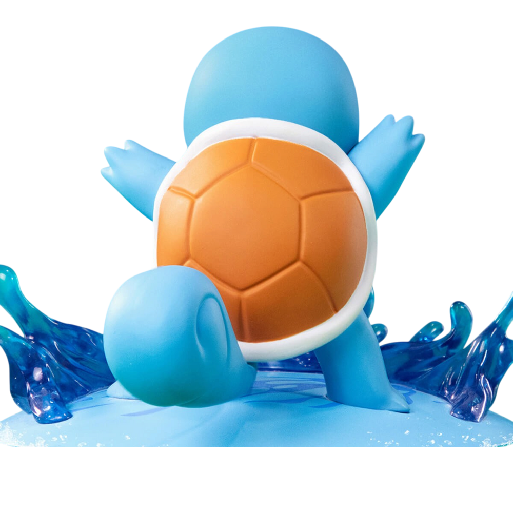 HypeSelection Funism Squirtle Twinkmont PVC figure showing the blue turtle Pokémon from behind with water effect base