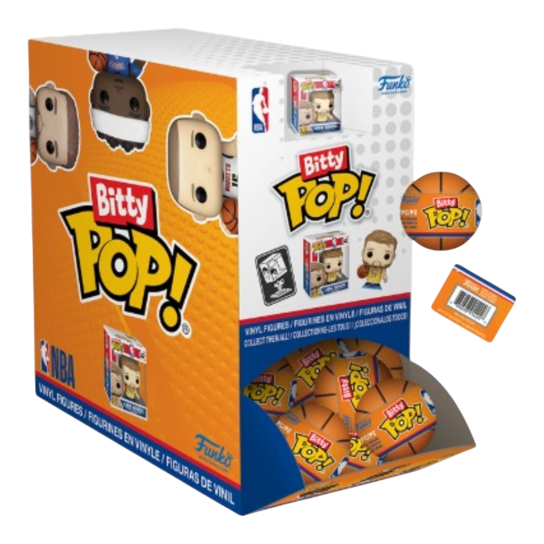 HypeSelection Funko Bitty Pop! NBA Singles PDQ display box with basketball-themed packaging and collectible vinyl figures.