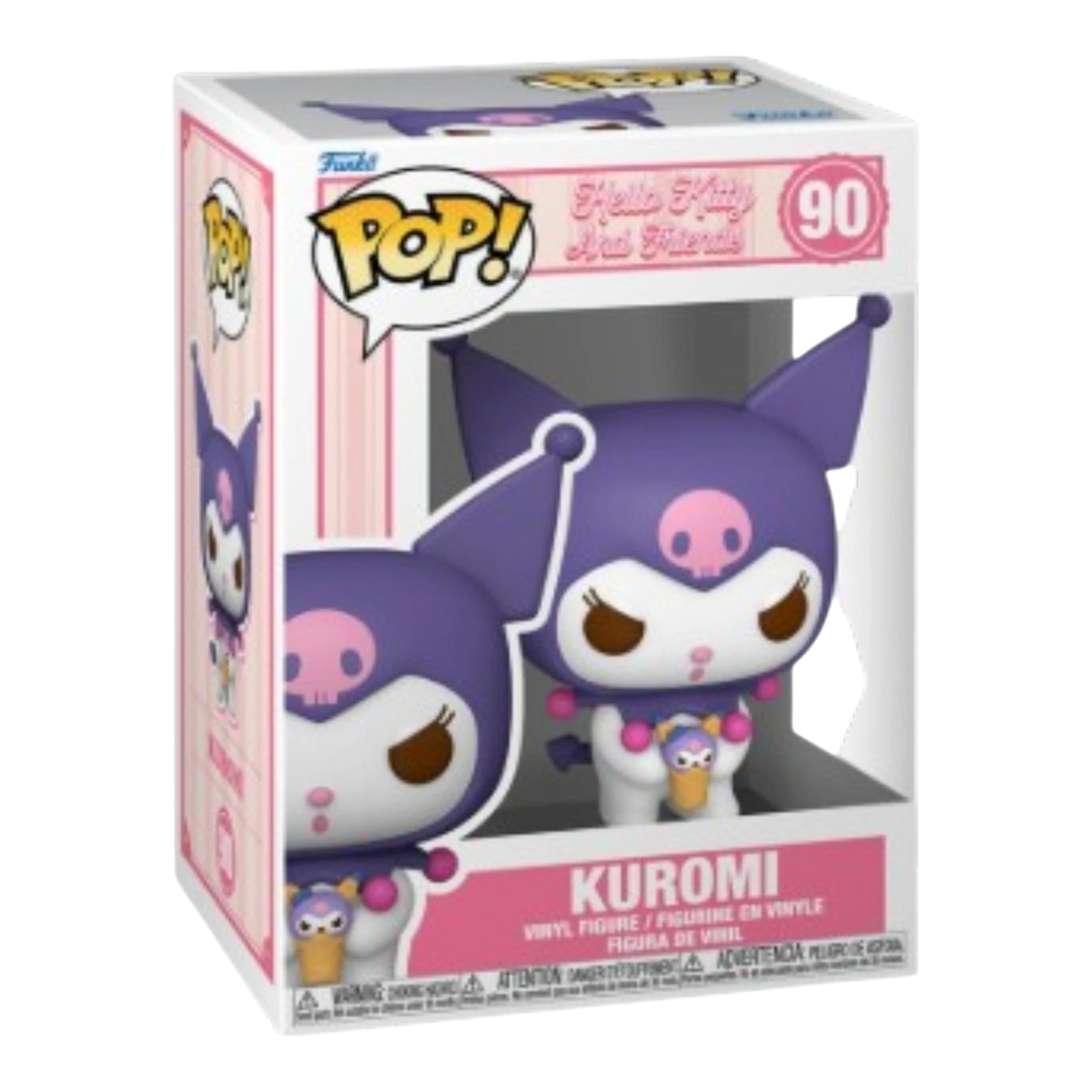 HypeSelection Funko Pop! Sanrio Kuromi vinyl figure with purple jester hood and pink skull detail.
