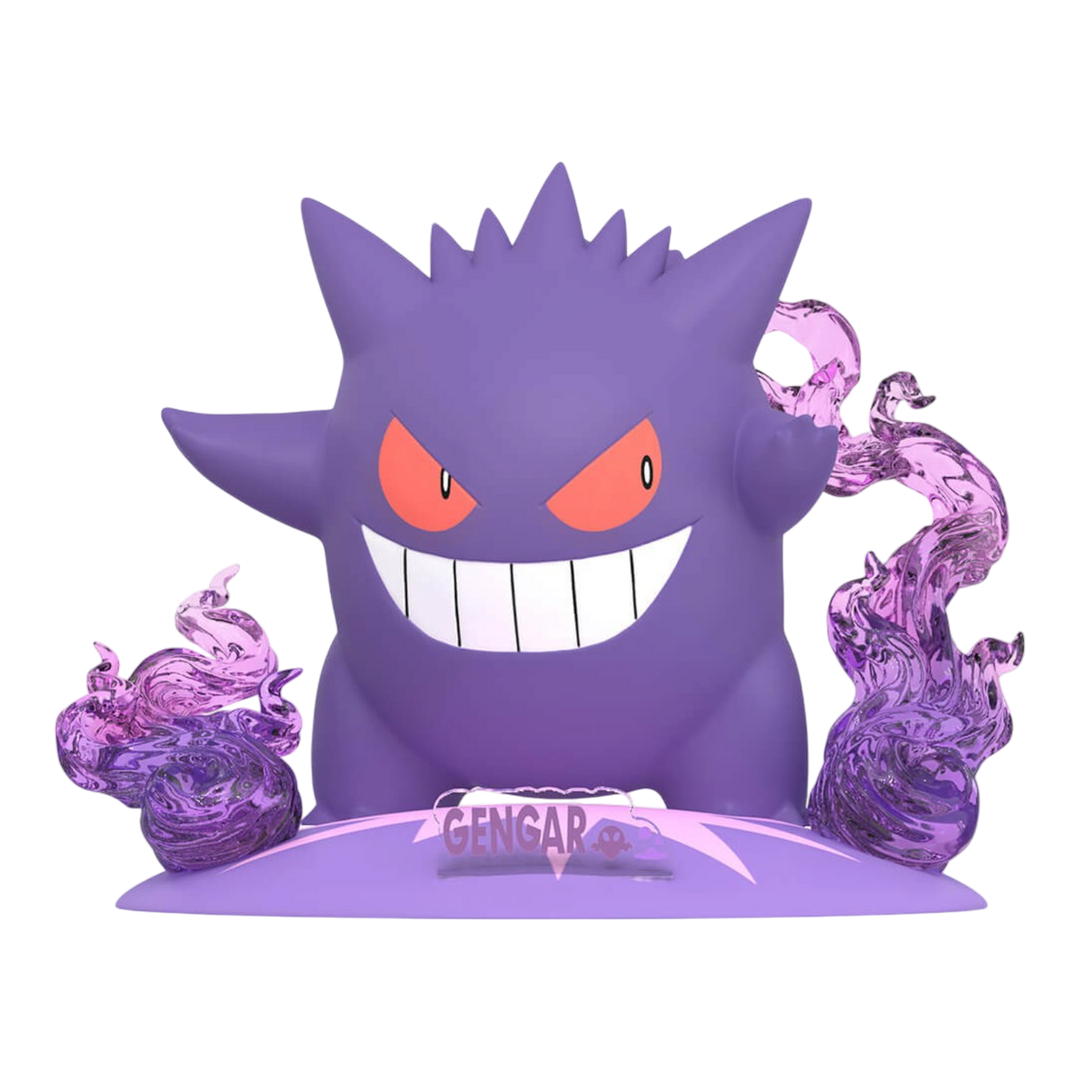 HypeSelection Funism Gengar Twinkmont figure in purple PVC and ABS with translucent flame effects on a display base.