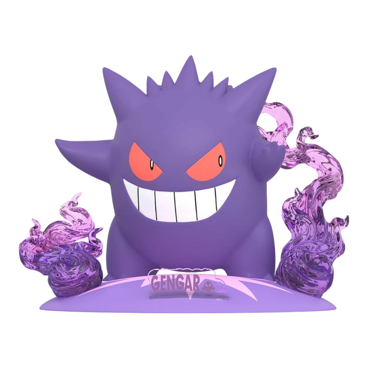 HypeSelection Funism Gengar Twinkmont figure in purple PVC and ABS with translucent flame effects on a display base.