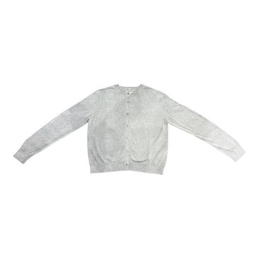 HypeSelection women's light gray cotton-modal blend crew neck cardigan with button closure and UV protection.