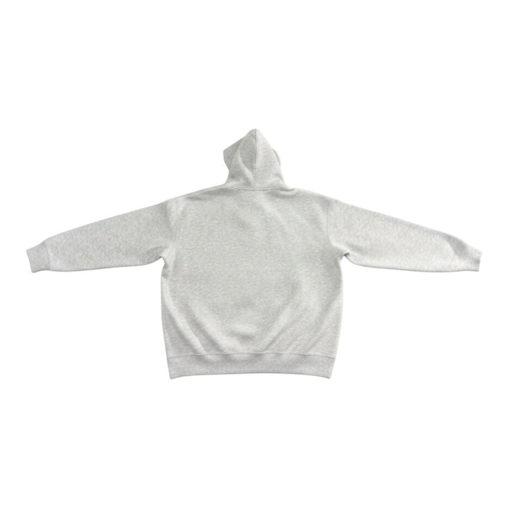 HypeSelection gray oversized cotton-blend hoodie pullover with a smooth interior and minimal design without drawstrings.