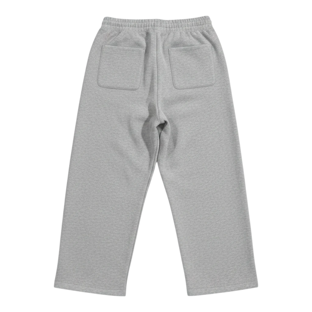 HypeSelection gray cotton blend wide-leg sweatpants with elastic waistband and back pockets.