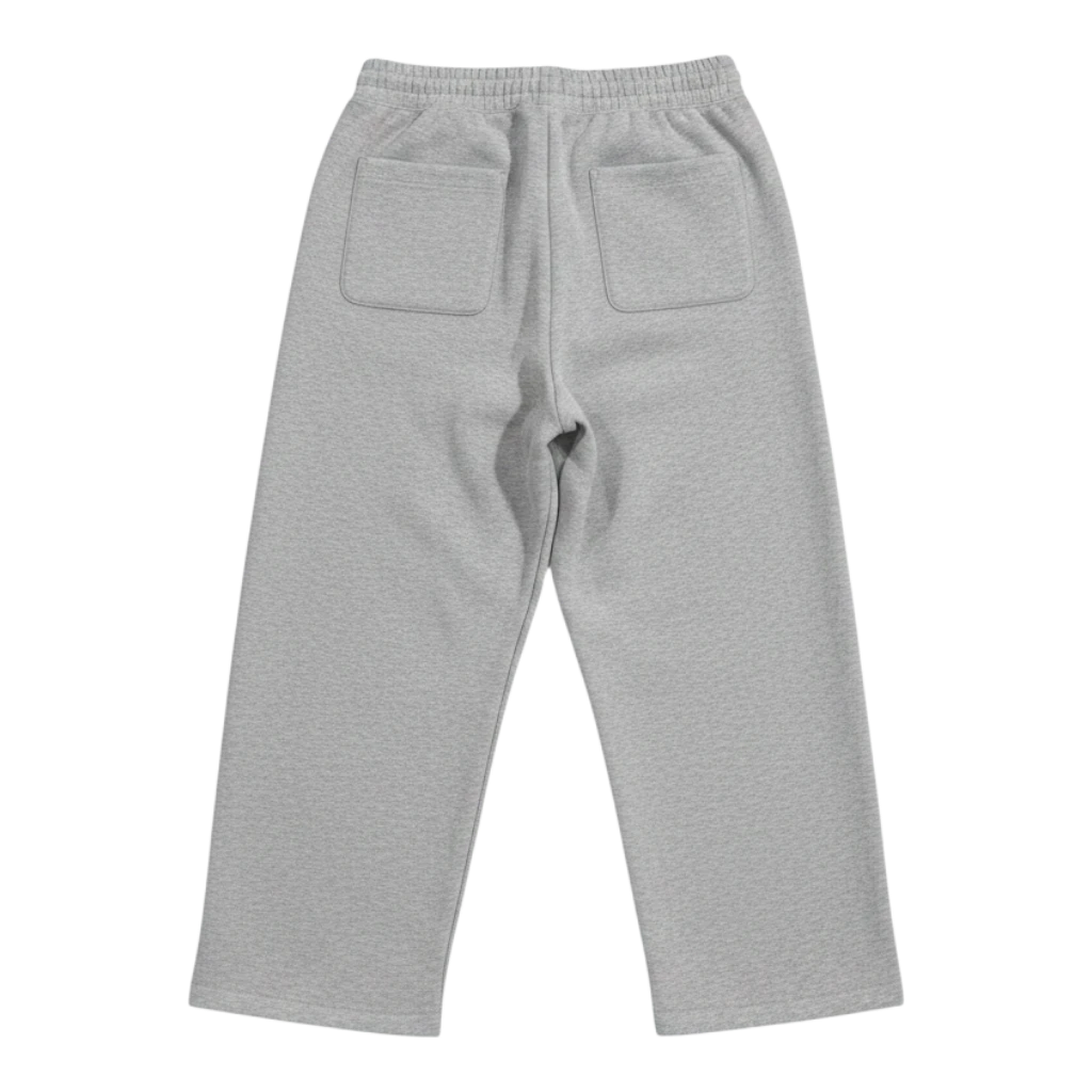 HypeSelection gray cotton blend wide-leg sweatpants with elastic waistband and back pockets.